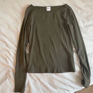 Aritzia Ribbed Boatneck top Green